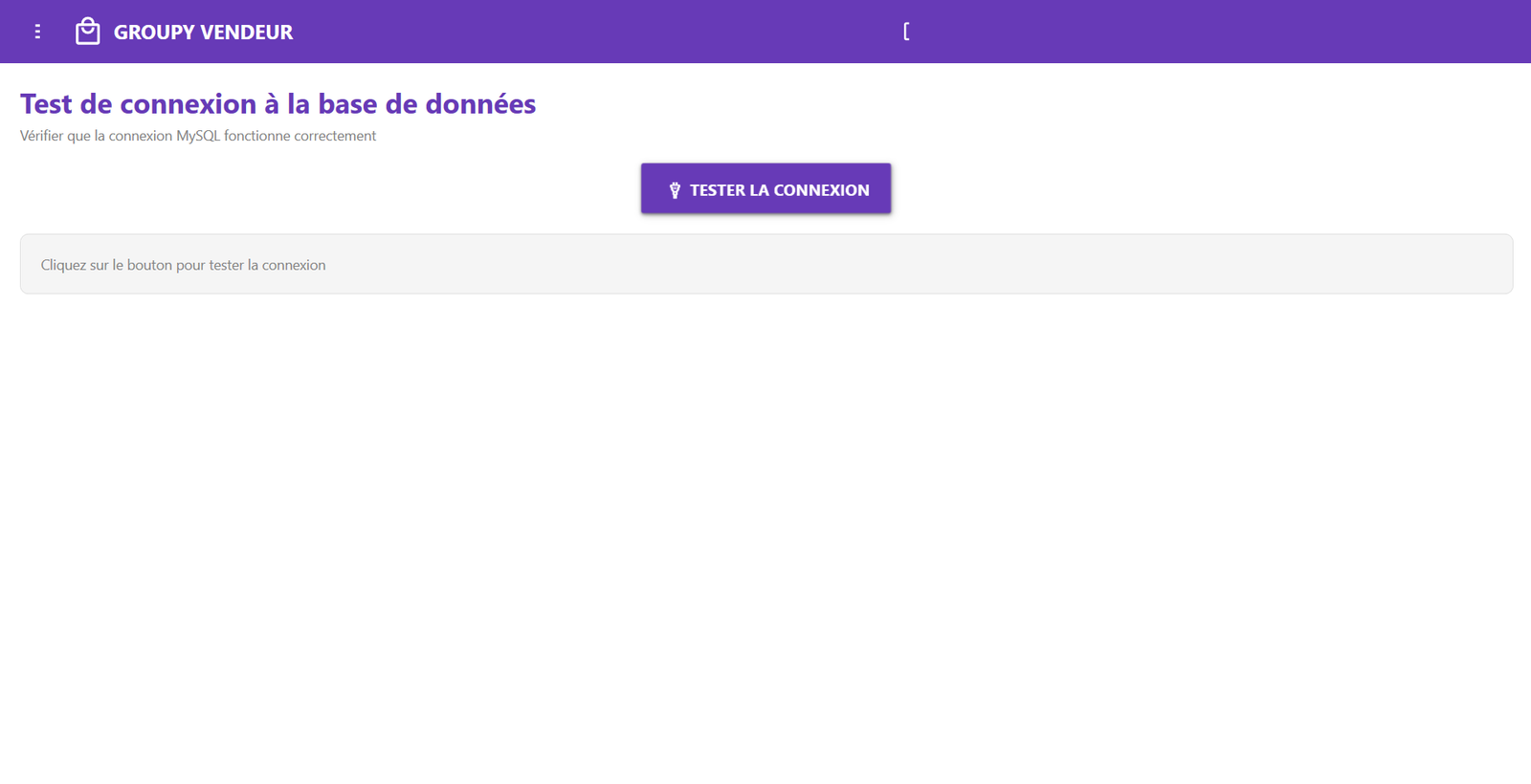 Test connexion base de données
